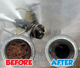 before versus after hydro jetting sewer roots